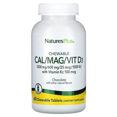 Naturesplus, Cal/Mag/Vit D3 Kautabletten, Schokolade, 60 Kautabletten