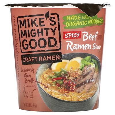 Mike's Mighty Good, Craft Ramen, pikantna zupa wołowa wołowa, 1,8 uncji (53 g) Mike's Mighty Good, Craft Ramen, pikantna zupa wołowa wołowa, 1,8 uncji (53 g)
