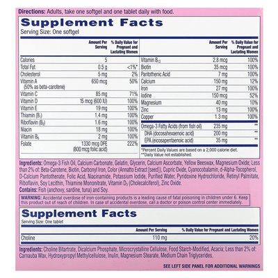 One a Day, Prenatal Advanced, Complete Multivitamin with Brain Support, 60 Prenatal Softgels and 60 Prenatal Softgels