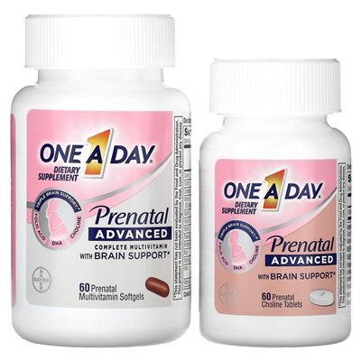 One a Day, Prenatal Advanced, Complete Multivitamin with Brain Support, 60 Prenatal Softgels and 60 Prenatal Softgels