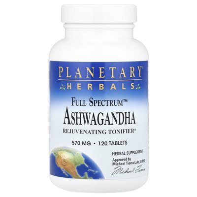 Planetary Herbals, Pełny Spektrum Ashwagandha, 570 mg, 120 tabletek Planetary Herbals, Pełny Spektrum Ashwagandha, 570 mg, 120 tabletek