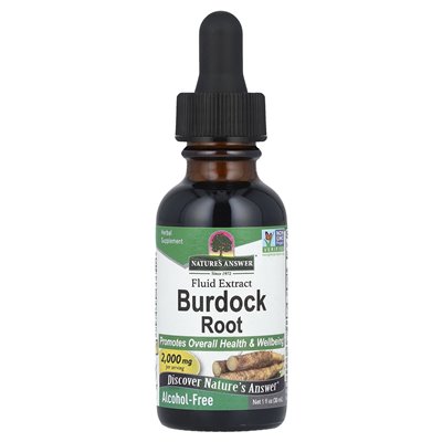 Odpowiedź natury, korzeń burdock, ekstrakt z płynu, bez alkoholu, 2000 mg, 1 fl oz (30 ml)