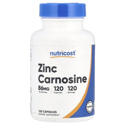 Nutricost, Zinc Carnosine, 86 mg, 120 Capsules Nutricost, Zinc Carnosine, 86 mg, 120 Capsules