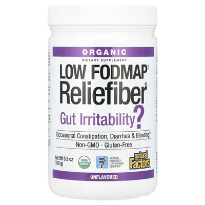 Czynniki naturalne, organiczne niskie FODMAP † Reliefiber®, niezmienne, 5,3 uncji (150 g)