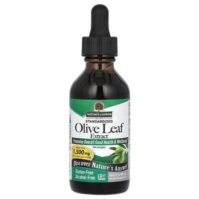 Odpowiedź natury, ekstrakt z liści oliwek, standaryzowany, bez alkoholu, 1500 mg, 2 fl oz (60 ml)