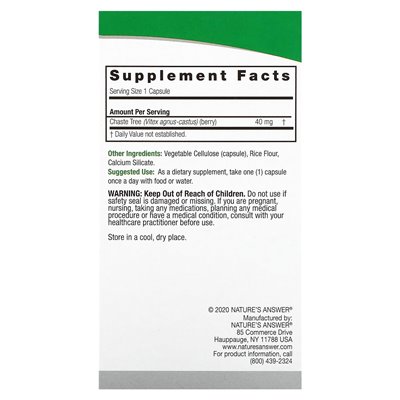 Nature's Answer, Vitex, Agnus-Castus Chaste Tree Berry, 40 mg, 90 Vegetarian Capsules