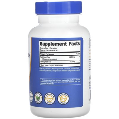 Nutricost, Roter Hefereis mit COQ10, 1300 mg, 120 Kapseln (650 mg pro Kapsel)