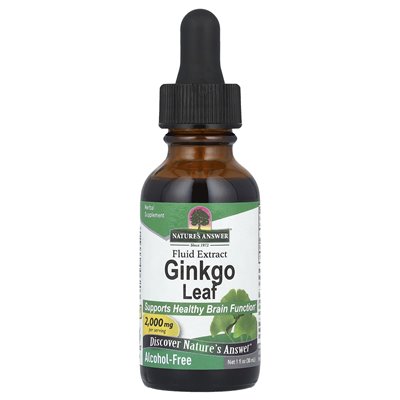 Odpowiedź natury, ekstrakt z płynu do liści ginkgo, bez alkoholu, 2000 mg, 1 fl oz (30 ml)