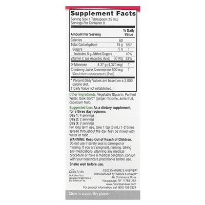 Odpowiedź Nature, UT Answer®, D-Mannose- und Cranberry-Konzentrat, 4 Fl Oz (120 ml)