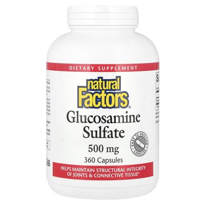 Czynniki naturalne, siarczan glukozaminy, 500 mg, 360 kapsułek
