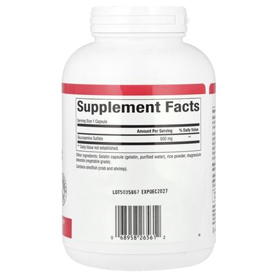 Czynniki naturalne, siarczan glukozaminy, 500 mg, 360 kapsułek