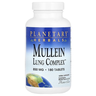 Planetary Herbals, Mullein Lung Complex ™, 180 tabletek Planetary Herbals, Mullein Lung Complex ™, 180 tabletek