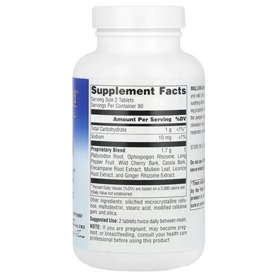Planetary Herbals, Mullein Lung Complex ™, 180 tabletek Planetary Herbals, Mullein Lung Complex ™, 180 tabletek