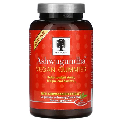 New Nordic, Ashwagandha Vegan Gummies, Mango i Peach, 60 Żelości New Nordic, Ashwagandha Vegan Gummies, Mango i Peach, 60 Żelości