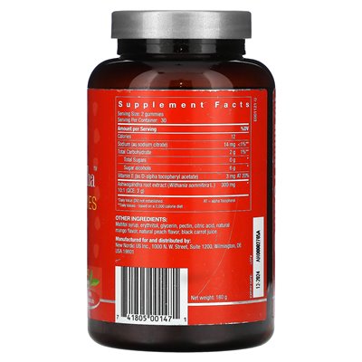 New Nordic, Ashwagandha Vegan Gummies, Mango i Peach, 60 Żelości New Nordic, Ashwagandha Vegan Gummies, Mango i Peach, 60 Żelości