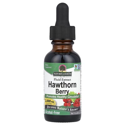 Odpowiedź natury, jagoda głogu, ekstrakt z płynu, bez alkoholu, 2000 mg, 1 fl oz (30 ml)