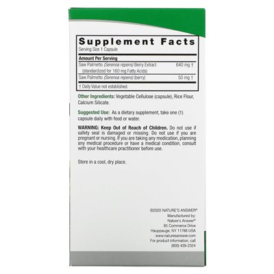 Nature's Answer, Sägepalme, standardisiert, 690 mg, 120 vegetarische Kapseln