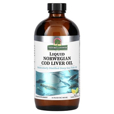 Odpowiedź natury, płynny norweski olej z wątroby dorsza, cytryna, 16 fl oz (480 ml)