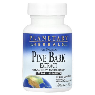 Zioły planetarne, ekstrakt z kory sosny Pełny Spectrum ™, 300 mg, 60 tabletek (150 mg na tablet) Zioły planetarne, ekstrakt z kory sosny Pełny Spectrum ™, 300 mg, 60 tabletek (150 mg na tablet)