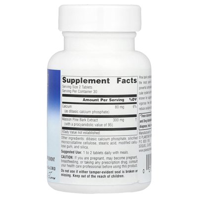 Zioły planetarne, ekstrakt z kory sosny Pełny Spectrum ™, 300 mg, 60 tabletek (150 mg na tablet) Zioły planetarne, ekstrakt z kory sosny Pełny Spectrum ™, 300 mg, 60 tabletek (150 mg na tablet)