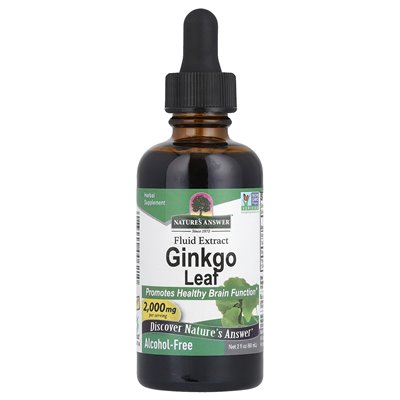 Odpowiedź natury, liść ginkgo, ekstrakt z płynu, bez alkoholu, 2000 mg, 2 fl oz (60 ml) (1000 mg na ml)