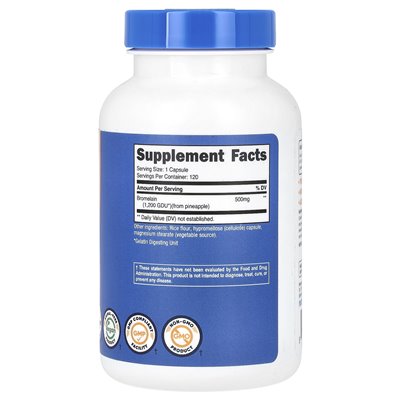 Nutricost, Bromelain, 500 mg, 120 kapsułek