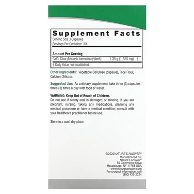 Odpowiedź natury, Cat's Claw, 1350 mg, 90 kapsułek wegetariańskich (450 mg na kapsułkę)