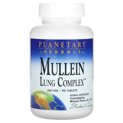 Zioły planetarne, Mulleina, kompleks płuc, 850 mg, 90 tabletek (425 mg na tablet) Zioły planetarne, Mulleina, kompleks płuc, 850 mg, 90 tabletek (425 mg na tablet)