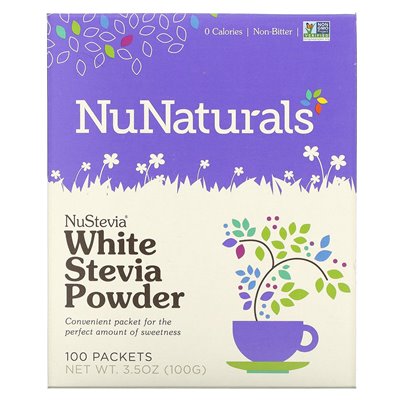 Nunaturals, Nustevia, weißes Stevia-Pulver, 100 Päckchen, 3,5 Unzen (100 G)