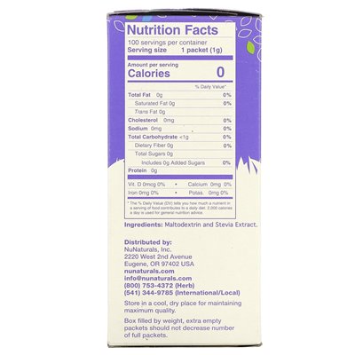 Nunaturals, Nustevia, weißes Stevia-Pulver, 100 Päckchen, 3,5 Unzen (100 G)