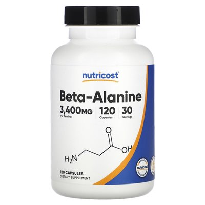 Nutricost, beta-alanina, 3400 mg, 120 kapsułek (850 mg na kapsułkę)