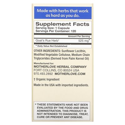 Motherlove, Breastfeeding, Goat's Rue, 120 Liquid Capsules
