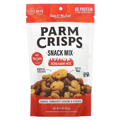 Parmcrisps, przekąska mieszanka, Screamin 'Hot, 4 uncje (113 g) Parmcrisps, przekąska mieszanka, Screamin 'Hot, 4 uncje (113 g)