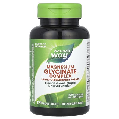 Natury, kompleks glicynu magnezu, 220 mg, 120 wegańskich tabletek (110 mg na tablet)