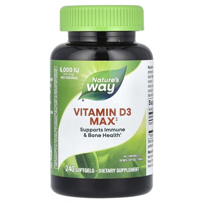 Nature's Way, Vitamin D3 Max, 125 mcg (5000 IU), 240 softgels