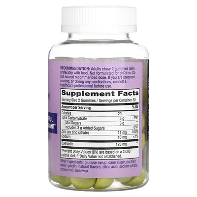 Nature's Way, Quercetyn Gummi with Zinc, Lemon, 60 Gummies