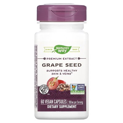 Nature's Way, ekstrakt premium, nasiona winogron, 100 mg, 60 kapsułek wegańskich