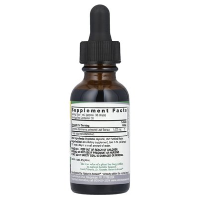 Odpowiedź natury, ekstrakt z liści gimnema, bez alkoholu, 1000 mg, 1 fl oz (30 ml)
