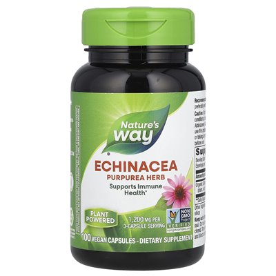 Nature's Way, Echinacea Purpurea Herb, 1200 mg, 100 wegańskich kapsułek (400 mg na kapsułkę)