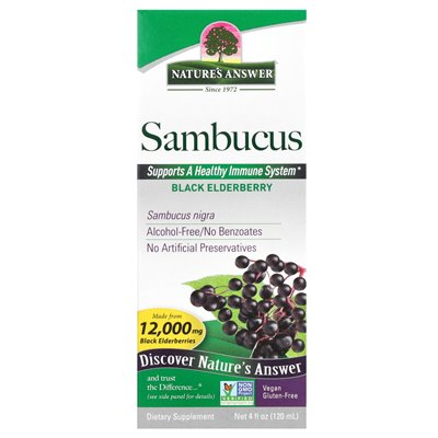 Odpowiedź natury, Sambucus, czarny czarny, bez alkoholu, 12 000 mg, 4 fl oz (120 ml)