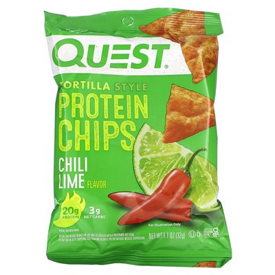 Quest Nutrition, chipsy białkowe w stylu tortilli, wapno chili, 8 worków, 1,1 uncji (32 g) Quest Nutrition, chipsy białkowe w stylu tortilli, wapno chili, 8 worków, 1,1 uncji (32 g)