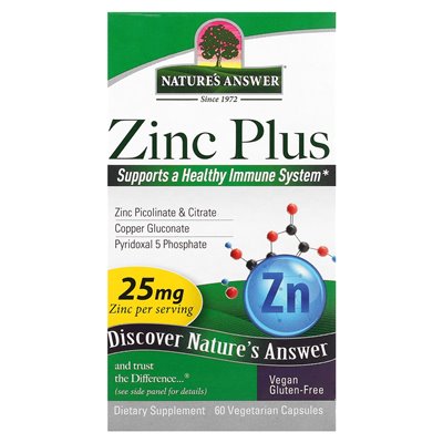 Odpowiedź natury, cynk plus, 25 mg, 60 kapsułek wegetariańskich Odpowiedź natury, cynk plus, 25 mg, 60 kapsułek wegetariańskich