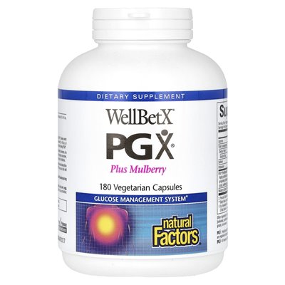 Czynniki naturalne, Wellbetx PGX, plus Mulberry, 180 kapsułek wegetariańskich Czynniki naturalne, Wellbetx PGX, plus Mulberry, 180 kapsułek wegetariańskich