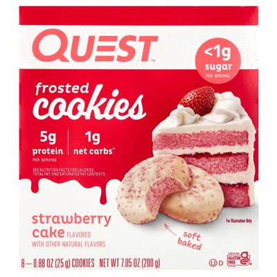Quest Nutrition, Frosted Cookies, Strawberry Shortcake, 8 Cookies, 0.88 oz (25 g) each
