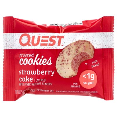 Quest Nutrition, Frosted Cookies, truskawkowe ciasto, 8 ciasteczek, 0,88 uncji (25 g) każdy Quest Nutrition, Frosted Cookies, truskawkowe ciasto, 8 ciasteczek, 0,88 uncji (25 g) każdy