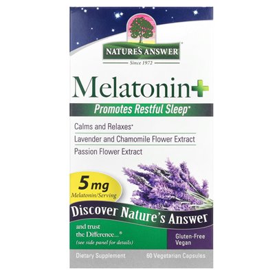 Nature's Answer, Melatonin+, 5mg, 60 Vegetarian Capsules
