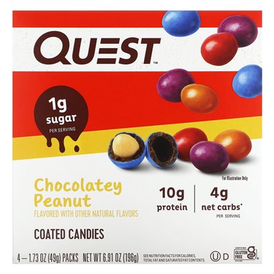 Quest Nutrition, Chocolate Peanut Candy, 4 Packs 1.73 oz (49 g)