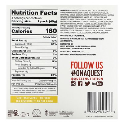 Quest Nutrition, Chocolate Peanut Candy, 4 Packs 1.73 oz (49 g)