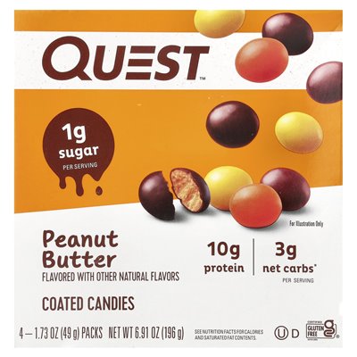 Quest Nutrition, Coated Candy, Peanut Butter, 4 Packs, 1.73 oz (49 g)