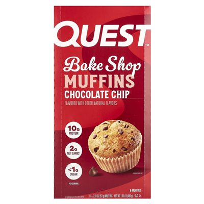 Quest Nutrition, Bake Shop Muffins, Chocolate Chip, 8 babeczek, 2,01 uncji (57 g)